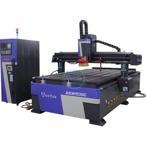Acctek Doubles Heads ATC CNC Router and Co2 Laser AKM1530C Cutting and Engraving Machine