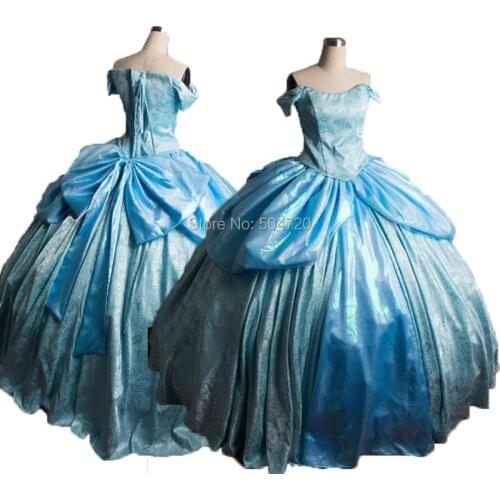 Tailored! blue Duchess Queen Marie Antoinette Period Masquerade Theatre Civil war Gown dress HL-274