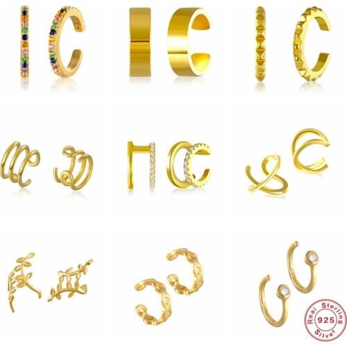 Aide 925 Sterling Silver Double Circle Ear Cuff For Women Colorful Charming Zircon Clip On Earrings No Piercing Fine Jewelry