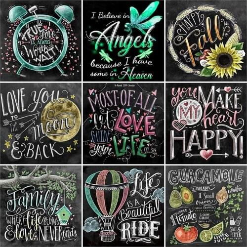 Full 5D Diy Diamond Painting Text on Blackboard Cross Stitch Kit Diamond Mosaic Embroidery Painting Sale Portrait Round Diamond