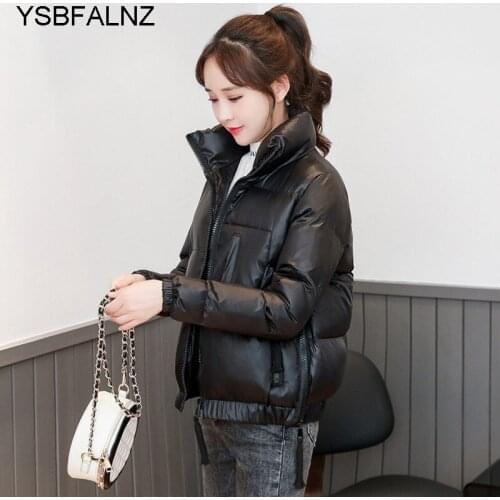 Glossy Down Padded Jackets Short 2021 Chaquetas Para Mujer Korean Fashion Coats Clothes Black Stand Loose Womens Winter Autumn