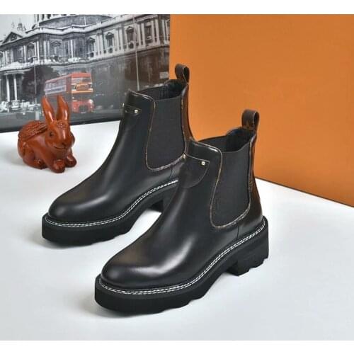 Luxury Brand Ankle Boots Women Genuine Leather High Quality Fashion Womens Shoes Slip On Designer Boots Platform Shoes Woman