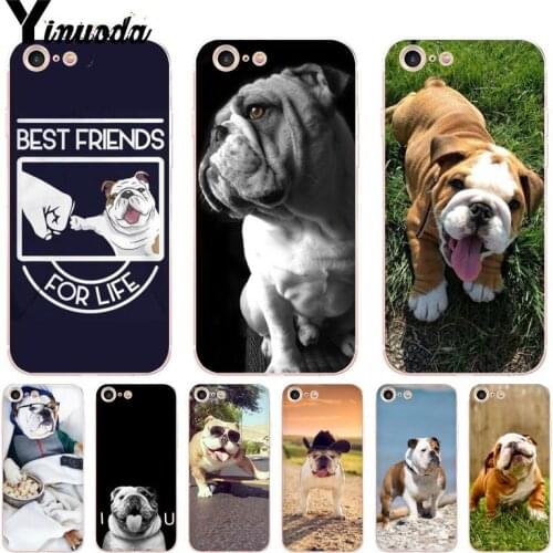 Yinuoda For iPhone 7 6 X Case Cute Dog English Bulldog Ultra Thin Cartoon Phone Case for iPhone 8 7 6 6S Plus X 10 5 5S XS XR 4