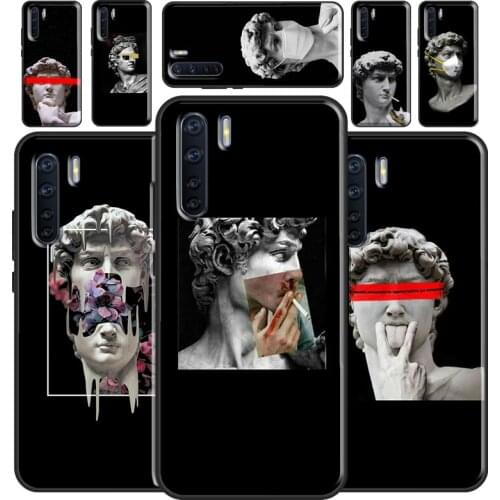 Greek Aesthetics Plaster statue art Case For OPPO Reno2 Z Find X3 Pro A3S A5S A15 A52 A72 A83 A91 A93 A5 A9 A31 A53 2020 Cover