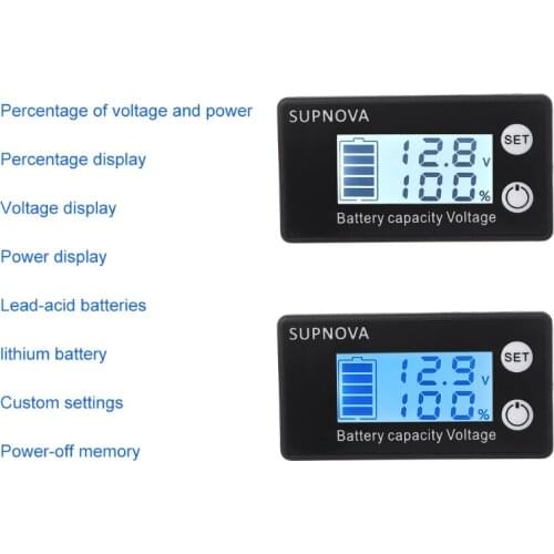 DC 12V 24V 48V Lead Acid Lithium Battery Capacity Indicator Car Motorcycle Digital Voltmeter Voltage Tester Meter Tool