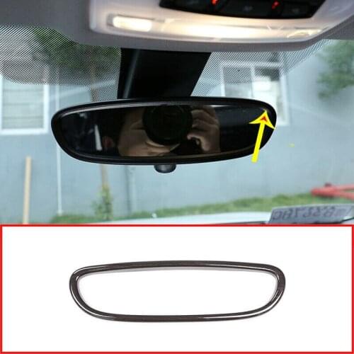 For BMW X1 F48 2016-2019 Black Ash Wood Grain Inner Rearview Mirror Frame Cover