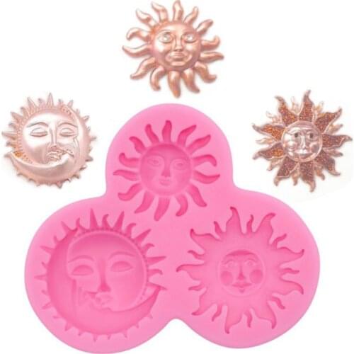 Sun and Moon Face Soft Silicone Mold Starry Lunar Keychain Mold DIY Silicone Baking Molds Silicone UV Resin Casting Mold