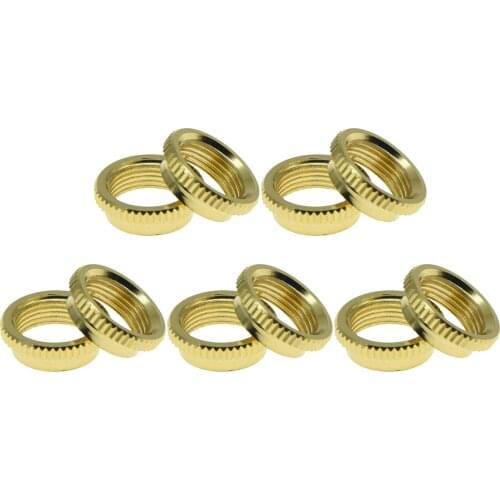 KAISH 10pcs Fine Knurled Deep Nut Guitar Toggle Switch Nut for Switchcraft on Some Gibson Guitars Nickel/Black/Gold