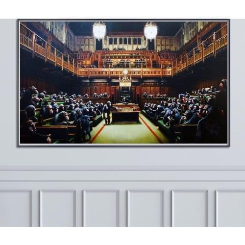Banksy Monkey Parliament Canvas Paintings Modern Abstract Posters and Prints Wall Art Pictures for Living Room Home Decoration