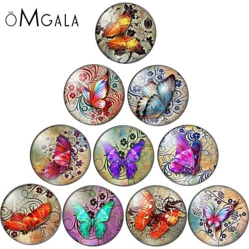 Beatiful Dream Butterfly Art Paintings 10mm/12mm/14mm/18mm/20mm/25mm Round photo demo glass cabochon flat back Making findings