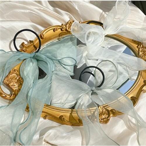 Colorful Organza Elastic Hair Bands For Woman Fashion Big Bowknot Flower Shape Hair Scrunchies Girls Cute Headwear Accessories