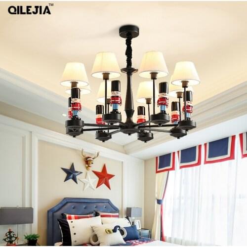 Chandeliers Childrens room chandelier boys and girls bedroom lamp room creative cartoon Mediterranean lamps