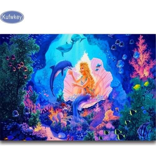 5d diy diamond painting cartoon Mermaid 3d picture cross stitch 3d diamond embroidery Game kits diamond mosaic girl Room Decor