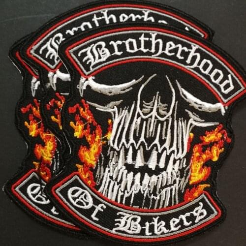 Motor Brotherhood PATCHES BADGES Embroidered Iron On Skull BIKER Patches DIY BAGS CLOTHING LIVE TO RIDE SHOES PATCH STICKER