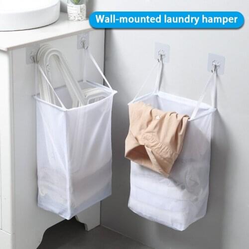 Wall-Mounted Bathroom Cloth Mesh Bag Visible Storage Hanging Laundry Hamper Large Open Top Easy Accessing for Room xqmg Laundry