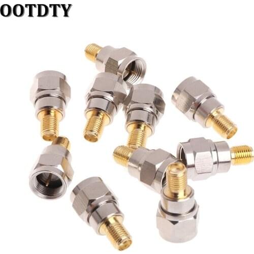OOTDTY New 10 Pcs Alloy Steel F Type Male Plug To SMA Female Jack Straight RF Coaxial Adapter Connector