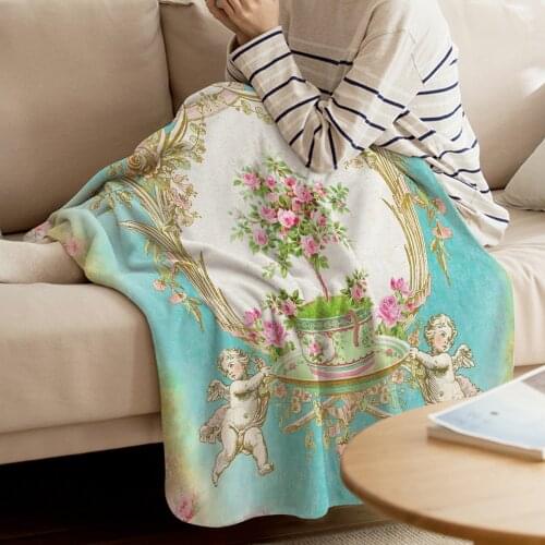 WARMTOUR Throw Blanket French Baroque Patisserie Tea Throw Blanket Warm Microfiber Blanket Blankets For Beds Home Decor