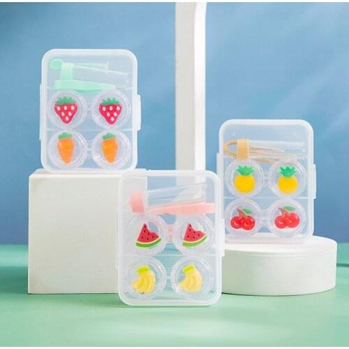 Portable Contact Lens Box Mini Cute Ins Girl Heart Mate Double Pupil Box Two Pairs of Contact Box