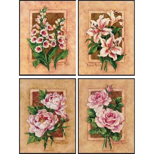 Counted Cross Stitch Kits Needlework - Crafts 14 ct Aida DMC Color DIY Arts Home Decor - Flowers Fresco