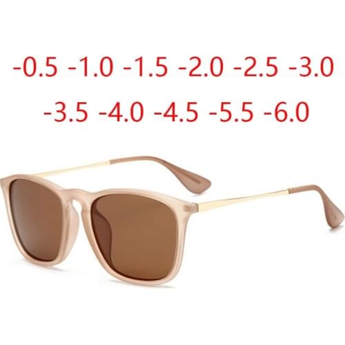 Hot Square Women Prescription Sunglasses Men Polarized Colorful Lenses Driving Sunglasses Diopter 0 -0.5 -0.75 -1.0 To -6.0