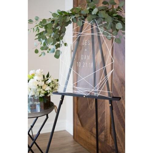Wedding Sign Clear Glass Look Acrylic Wedding Sign Sign Geometric Lines Modern Minimalist Modern Decoration Wedding Decor Party