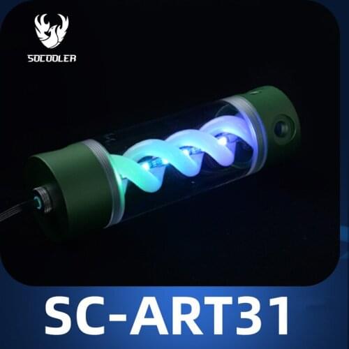 Syscooling ART31 water cooling coolant resrvoir transparent T spiral reservoir with RGB light