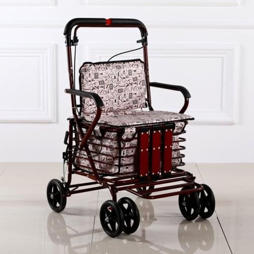 Elderly Trolley Can Sit Push Elderly Shopping Cart shopping Luggage Trolley Seat Folding Walking baby stroller travel pram