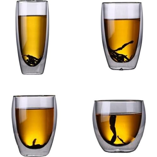 Double Wall Heat Resistant Thermo Glass Cup Insulated Tea Coffee Water Clear Mug