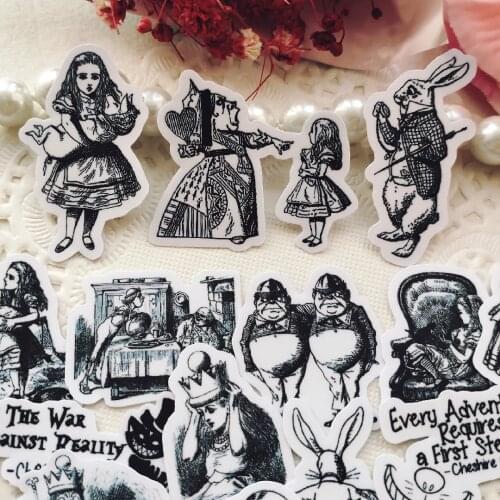 Vintage Fairy Tale Series Black And White Girl Sticker DIY Scrapbook Base Collage Phone Case Diary Album Gift Seal decoration