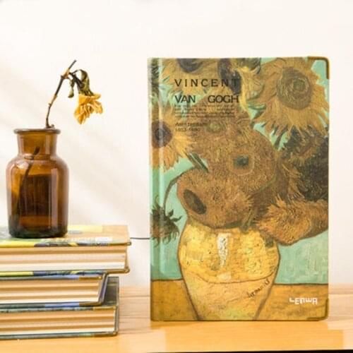 Vintage Hardcover colorful pages Van gogh style art painting notebook diary Journal sketch book 19cmx13cm
