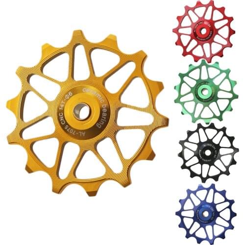 1PCS 14T MTB Bicycle Rear Derailleur Jockey Wheel Ceramic bearing Pulley AL7075 CNC Road Bike Guide Roller Idler 4mm 5mm 6mm