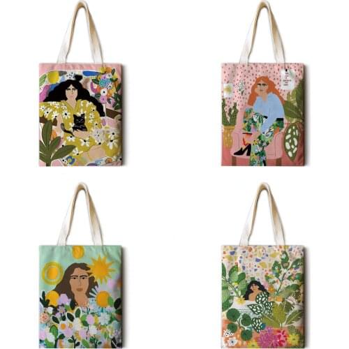 Matisse oil painting ladies shoulder bag cotton and linen shopping bag tote bag high quality foldable handbag