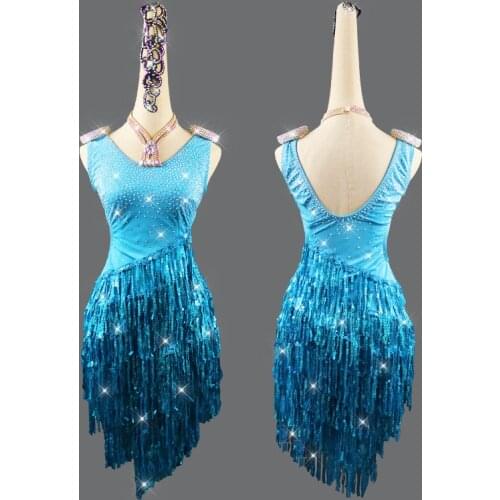 Female sparkly latina dance dress female modern dance dresses professional lady latin skirt samba salsa dance costume stage wear