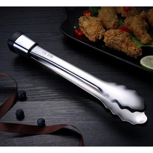 1PC Stainless Steel Tongs Bread Food Clip Barbecue Tong Pizza Bread Steak Clip Home Kitchen Utensils Accessories PL 009