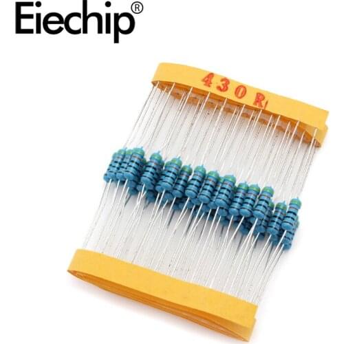 100pcs/lot 0.5W 1 ohm 1% Metal film resistor 1/2W resistance 430R Electronic resistors