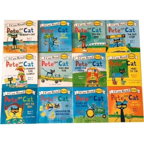 12pcs/set I Can Read pete the cat English Picture Books Children story book Early Educaction pocket reading book 13x13 cm