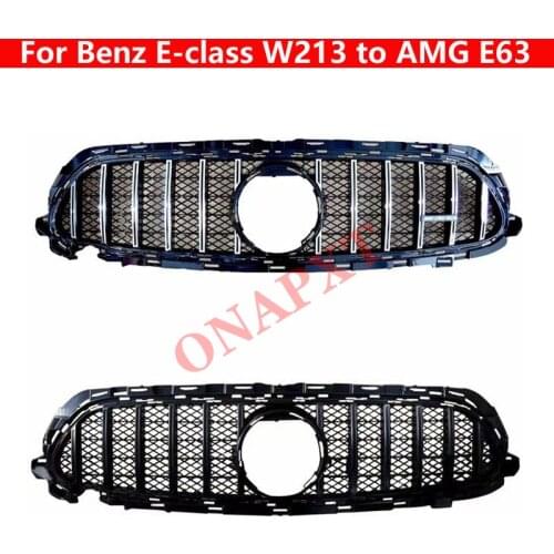 Car styling vertical bar Middle grille For Mercedes-Benz E-class W213 2020-2021 to AMG E63 style bumper Center Grill