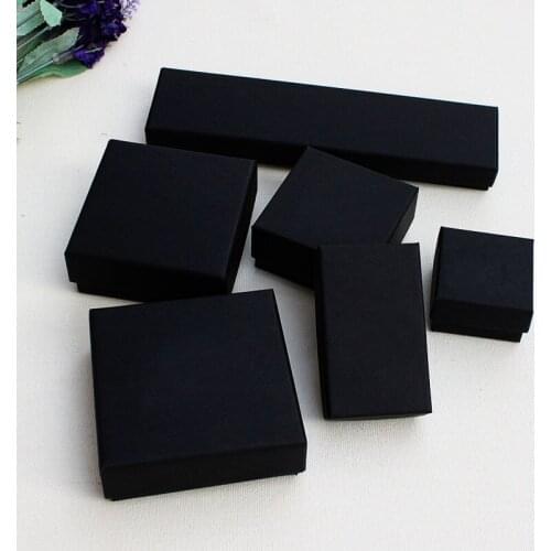Black Jewelery Packaging Box Ring Necklace Pendant Bracelet black box 100pcs/lot Black kraft Paper box Jewellery Organizer box