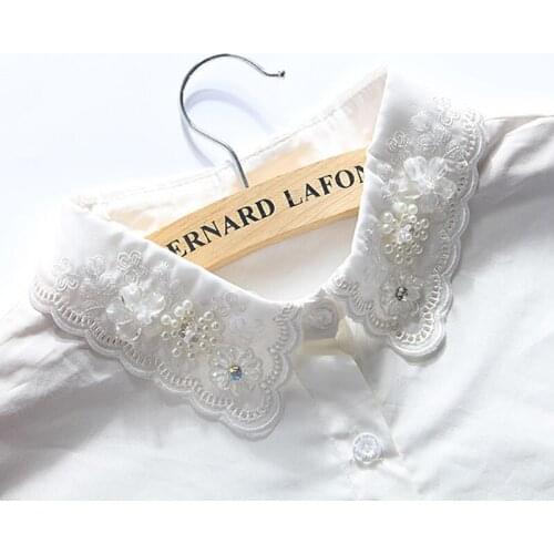 Exclusive Sweet Collar Fancy original limited edition beautiful white Collar Shirt nail bead fake diamond collar shirt sweater