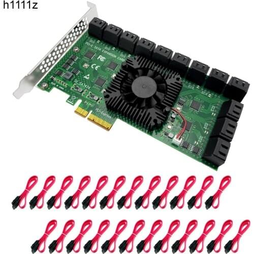 Chia Mining PCIe SATA Card 24 Port 6Gbps SATA PCI-E Adapter Support 24 SATA 3.0 Device Built-in Adapter Converter For Desktop PC