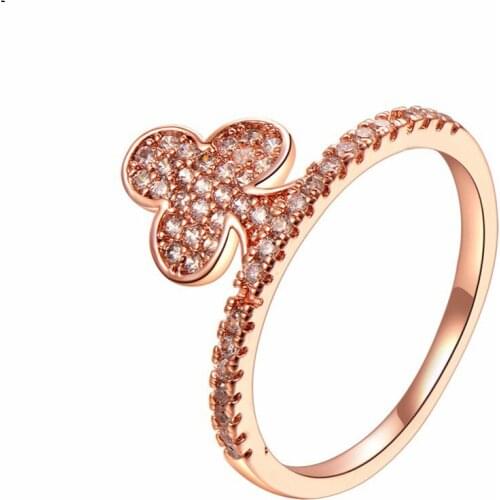 Ringen Voor Vrouwen Mode Rose Gold Crystal Plum Sieraden Meisje Glamour Zirkoon Engagement Ring Bruiloft Sieraden Accessoires