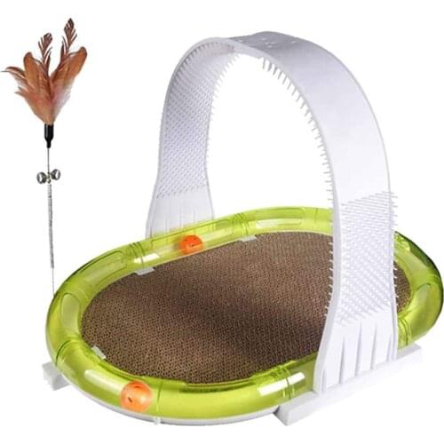 Cat Scratcher 4-in-1 Kitten Scratching Board Track Ball Toy Home Balcony Pet Funny Stick Supplies Cats Furniture Scratcher Pad