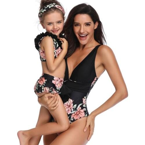 2021 Matching Family Bathing Suits Mother Girl Bikini Bodysuit For Mom and Daughter Swimsuits Female Children Baby Kid Swimwear