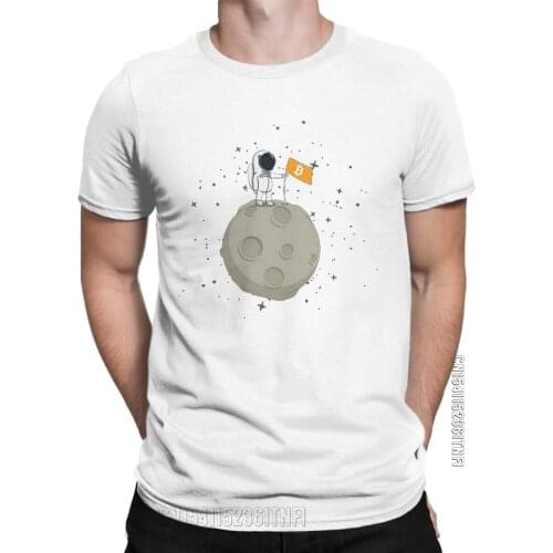 Men Bitcoin Moon Cryptocurrency T Shirts Pure Cotton Clothing Leisure Classic Short Sleeve Crew Neck Tees 2XL 3XL T-Shirt