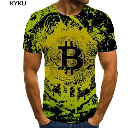 KYKU Brand Bitcoin T shirt Men Abstract Anime Clothes Street T-shirts 3d Harajuku Tshirt Printed Mens Clothing Hip hop Fashion