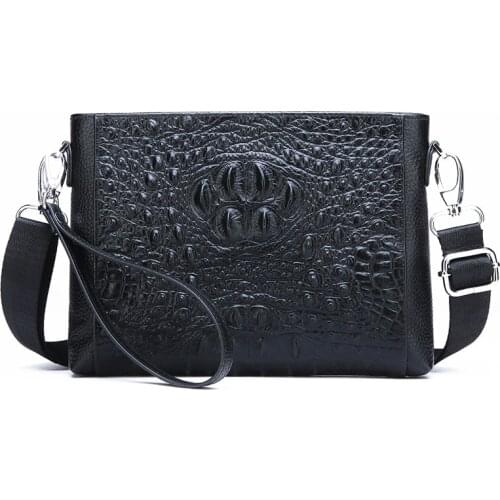 Crocodile Pattern Business Shoulder Bag Mens Cross body Bag Envelop Messenger Bag Male Day Clutch High Quality Man Travel Bag
