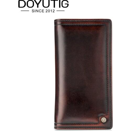DOYUTIG Business Style Genuine Leather Mens Long Wallet Large Zipper Organizer Cash Wallets Real Cow Leather Money Purses B029