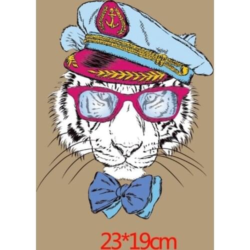 Tiger Police Clothes Patches Heat Transfers Stickers Iron-on Patch DIY Handmade Decoration Appliques for Jeans Coats T-shirts