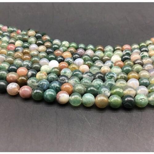 Natural Indian agat green Gem Round Loose Strand Stone Beads for DIY Necklace Bracelet Jewelry Making Pick Size 4 6 8mm 10 12mm