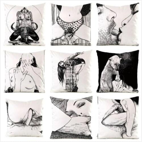 45cm*45cm **Sex** Inimitated Silk Fabric Throw Pillow Covers Couch Cushion Cover Home Decorative Pillows Pillow Case